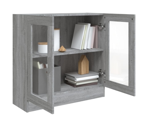 Vitrina de madera contrachapada gris sonoma 82,5x30,5x80 cm