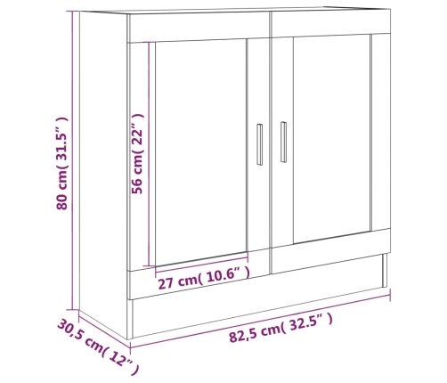 Vitrina de madera contrachapada gris sonoma 82,5x30,5x80 cm