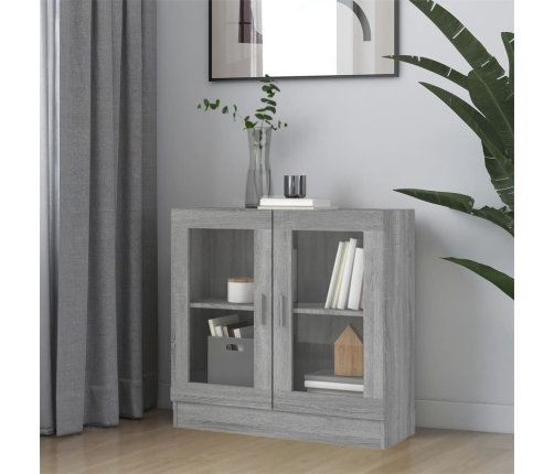 Vitrina de madera contrachapada gris sonoma 82,5x30,5x80 cm