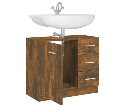 Mueble de lavabo madera contrachapada roble ahumado 63x30x54 cm