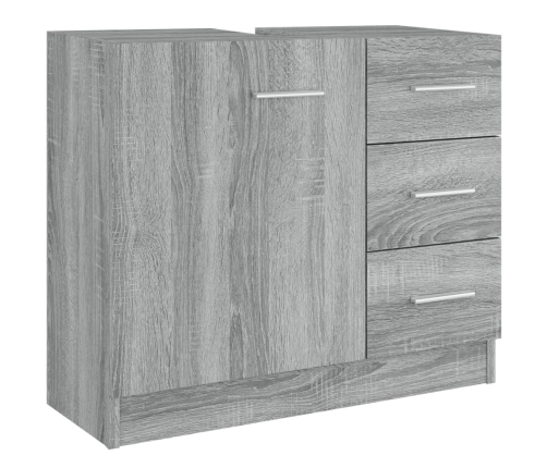 Armario para lavabo madera contrachapada gris Sonoma 63x30x54cm