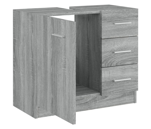 Armario para lavabo madera contrachapada gris Sonoma 63x30x54cm