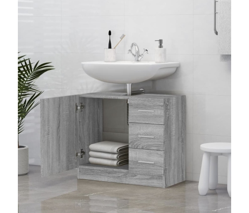 Armario para lavabo madera contrachapada gris Sonoma 63x30x54cm