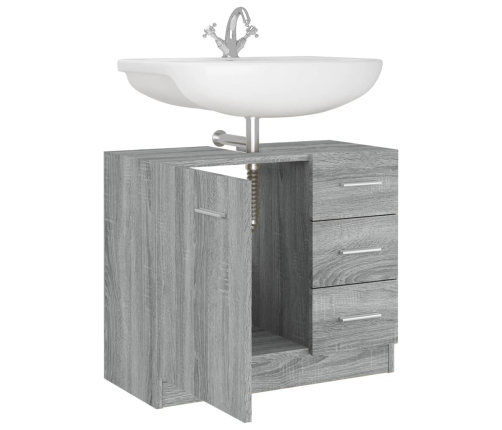 Armario para lavabo madera contrachapada gris Sonoma 63x30x54cm