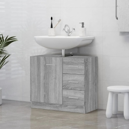 Armario para lavabo madera contrachapada gris Sonoma 63x30x54cm