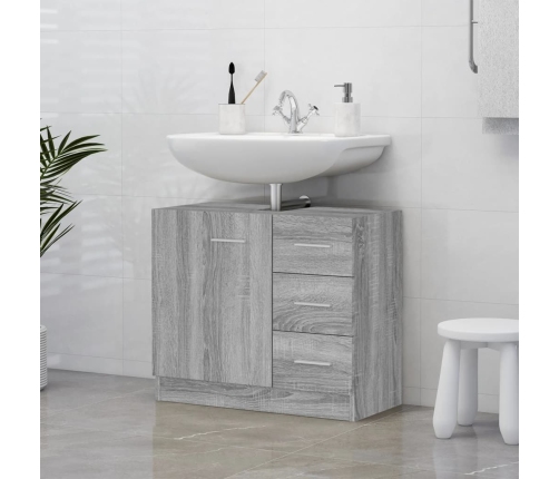 Armario para lavabo madera contrachapada gris Sonoma 63x30x54cm