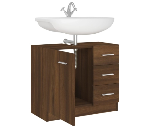 Mueble de lavabo madera contrachapada marrón roble 63x30x54 cm