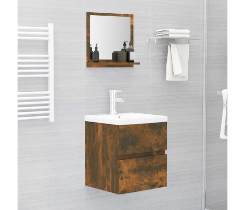 Espejo de baño madera contrachapada roble ahumado 40x10,5x37 cm