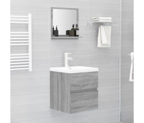 Espejo de baño madera contrachapada gris Sonoma 40x10,5x37 cm