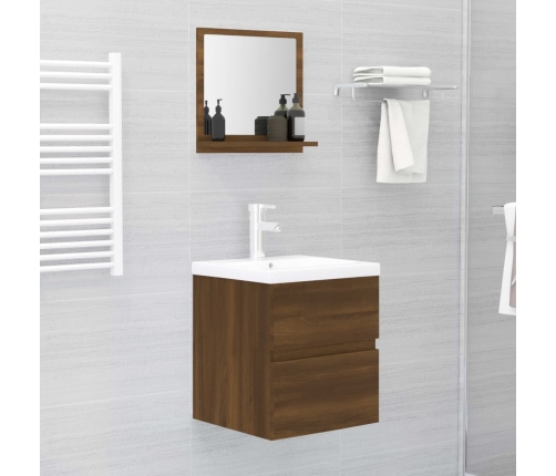 Espejo de baño madera contrachapada marrón roble 40x10,5x37 cm