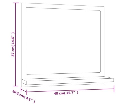 Espejo de baño madera contrachapada marrón roble 40x10,5x37 cm