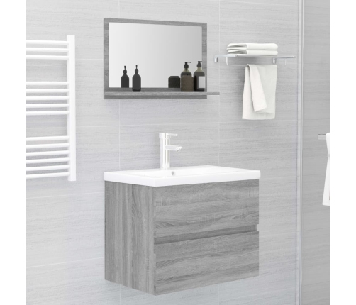 Espejo de baño madera contrachapada gris Sonoma 60x10,5x37 cm