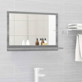 Espejo de baño madera contrachapada gris Sonoma 60x10,5x37 cm