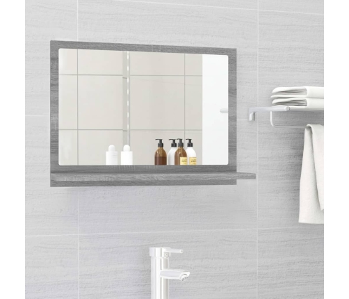 Espejo de baño madera contrachapada gris Sonoma 60x10,5x37 cm