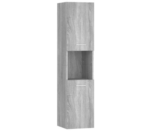 Armario de baño madera contrachapada gris Sonoma 30x30x130 cm