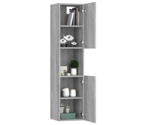 Armario de baño madera contrachapada gris Sonoma 30x30x130 cm