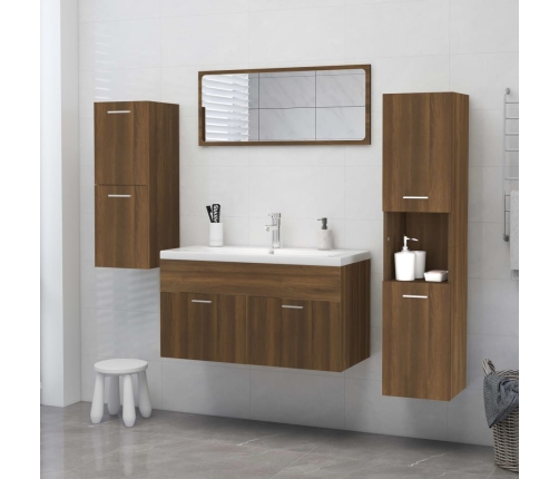 Armario de baño madera de ingeniería marrón roble 30x30x130 cm