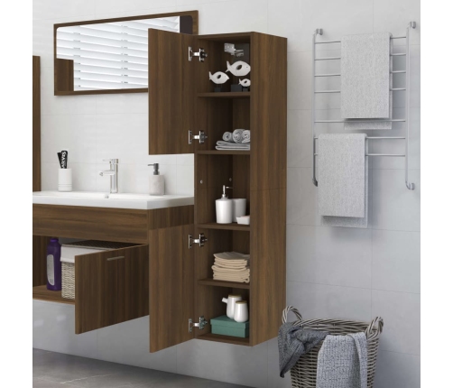 Armario de baño madera de ingeniería marrón roble 30x30x130 cm