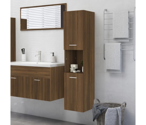 Armario de baño madera de ingeniería marrón roble 30x30x130 cm