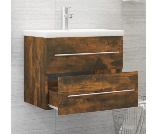 Mueble lavabo madera contrachapada roble ahumado 60x38,5x48 cm