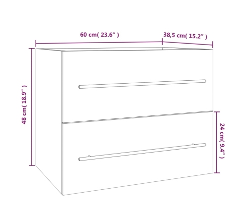 Mueble lavabo madera contrachapada roble ahumado 60x38,5x48 cm