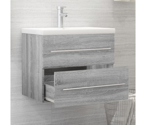 Mueble de lavabo madera contrachapada gris Sonoma 60x38,5x48 cm