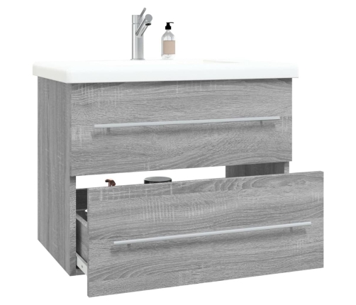 Mueble de lavabo madera contrachapada gris Sonoma 60x38,5x48 cm