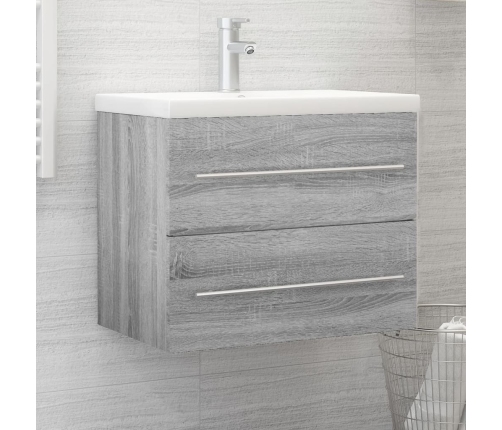 Mueble de lavabo madera contrachapada gris Sonoma 60x38,5x48 cm