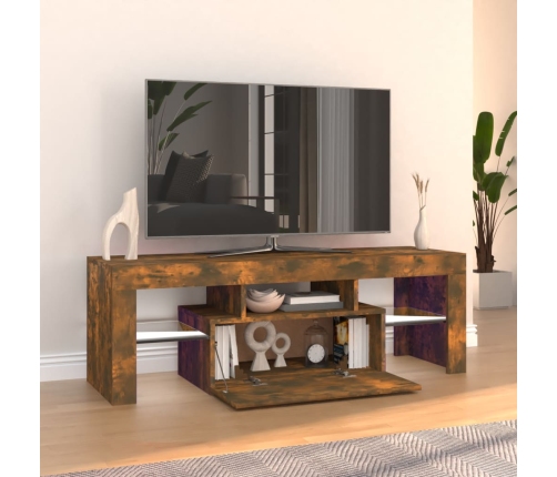 vidaXL Mueble de TV con luces LED roble ahumado 120x35x40 cm