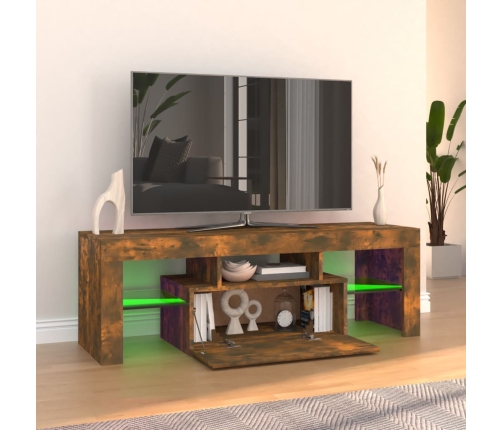 vidaXL Mueble de TV con luces LED roble ahumado 120x35x40 cm