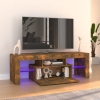 Mueble de TV con luces LED roble ahumado 120x35x40 cm