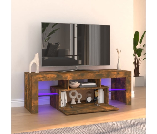 vidaXL Mueble de TV con luces LED roble ahumado 120x35x40 cm