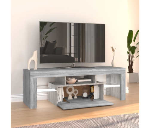 Mueble de TV con luces LED gris Sonoma 120x35x40 cm