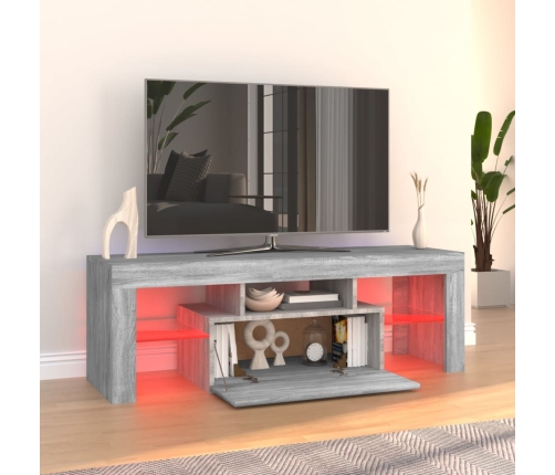 Mueble de TV con luces LED gris Sonoma 120x35x40 cm