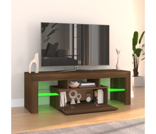 Mueble de TV con luces LED marrón roble 120x35x40 cm