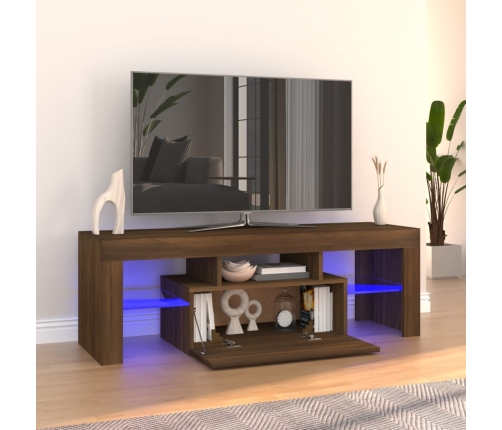 Mueble de TV con luces LED marrón roble 120x35x40 cm