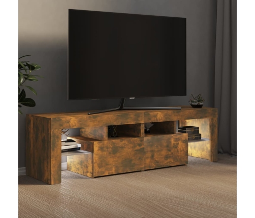 Mueble de TV con luces LED color roble ahumado 140x36,5x40 cm