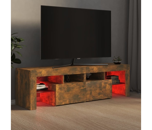 Mueble de TV con luces LED color roble ahumado 140x36,5x40 cm