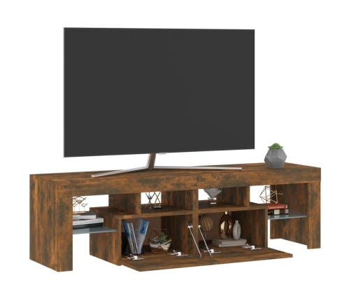 Mueble de TV con luces LED color roble ahumado 140x36,5x40 cm