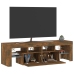 Mueble de TV con luces LED color roble ahumado 140x36,5x40 cm