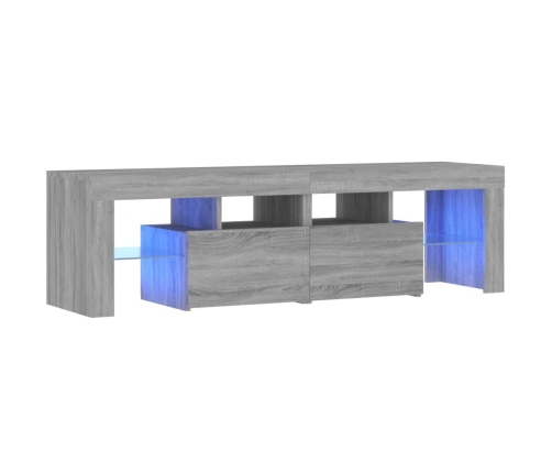 Mueble de TV con luces LED gris Sonoma 140x36,5x40 cm