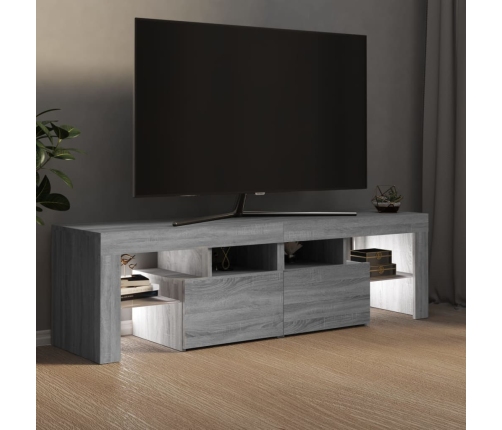 Mueble de TV con luces LED gris Sonoma 140x36,5x40 cm