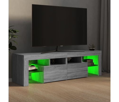 Mueble de TV con luces LED gris Sonoma 140x36,5x40 cm