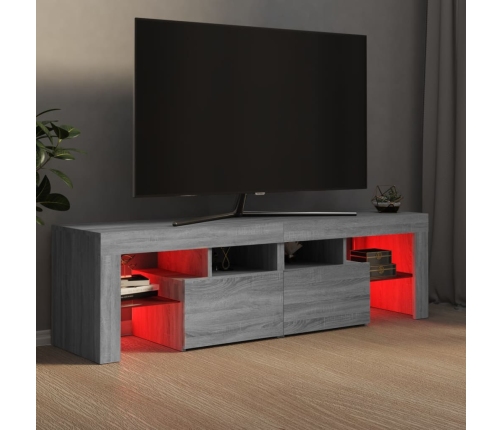 Mueble de TV con luces LED gris Sonoma 140x36,5x40 cm