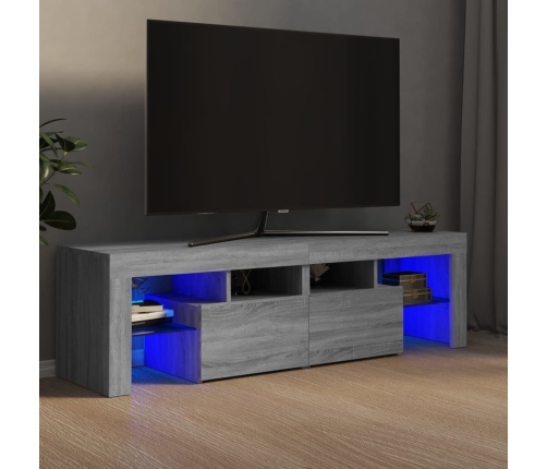 Mueble de TV con luces LED gris Sonoma 140x36,5x40 cm