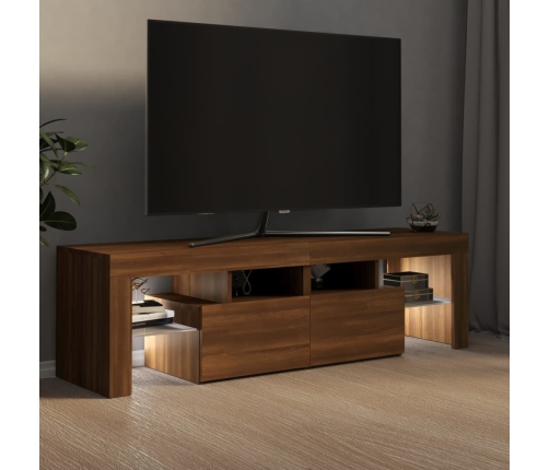 vidaXL Mueble de TV con luces LED marrón roble 140x36,5x40 cm