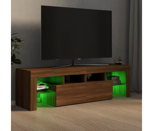 vidaXL Mueble de TV con luces LED marrón roble 140x36,5x40 cm