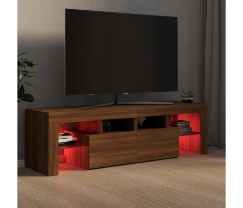 vidaXL Mueble de TV con luces LED marrón roble 140x36,5x40 cm