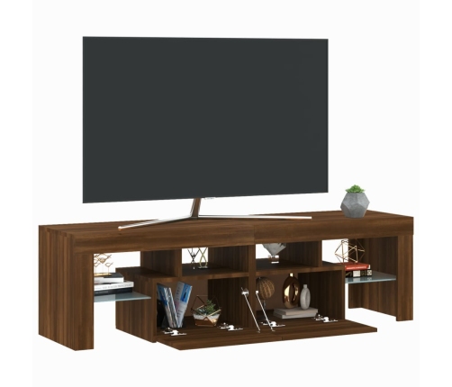 vidaXL Mueble de TV con luces LED marrón roble 140x36,5x40 cm