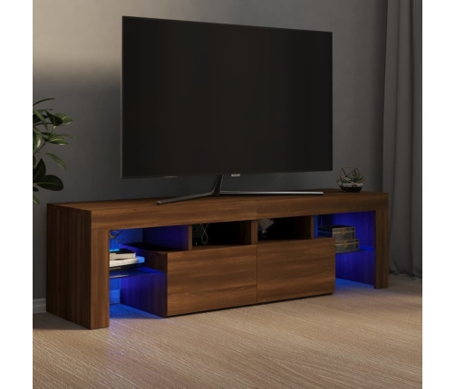 vidaXL Mueble de TV con luces LED marrón roble 140x36,5x40 cm